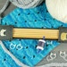 Kitty Knitting Needle Holder, Double Point Needle Case, Stretchy DPN Case, Black with Black and White and Gold Neko Cats, Knitter Gift, Cute
