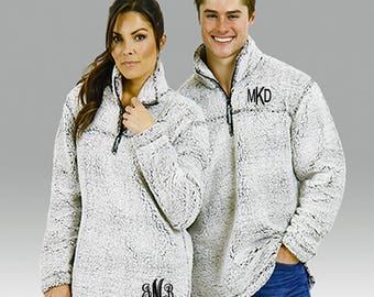 Monogram Sherpa Pullover Jacket, Monogrammed Pullover Sweater, Sherpa Pullover Fleece, Monogrammed Quarter Zip Jacket, Monogrammed Jacket