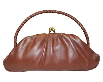 1930's Brown Leather Evening Bag