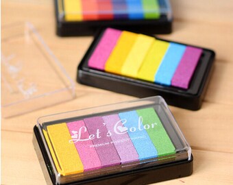 1 Pcs Stamp Ink Pad - Gradient Color Print Ink Pad - DIY Oil Based Print Craft Pad For Rubber Stamps Paper Wood