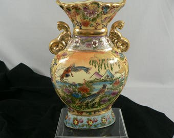 Satsuma Vase With Moriage Design 02341g1525a
