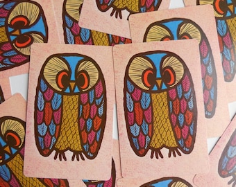 13 Vintage Owl Playing Cards Paper Ephemera Craft Supplies
