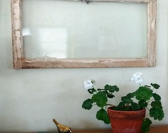 Architectural salvage window, antique window frame, vintage transom window