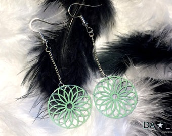 "Rosace", minty green earrings