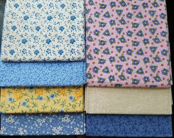 7 Fat Quarters precuts 100% cotton fabric for quilting small prints flowers