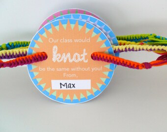 INSTANT DOWNLOAD - Orange and Blue Friendship Bracelet Class Party Favor Card Printable - Class Valentine Printable