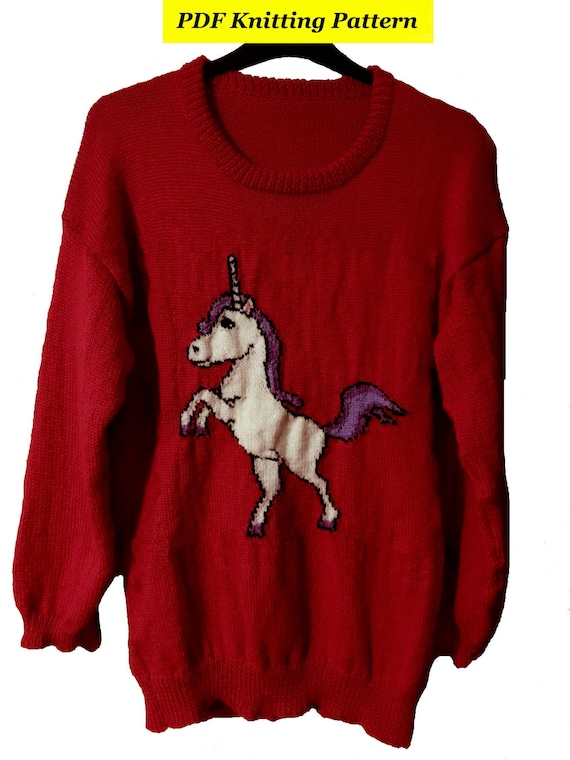 Childrens & Adults Cute Unicorn Jumper / Sweater Knitting