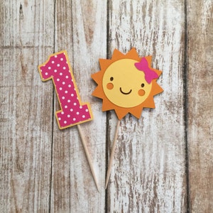 You Are My Sunshine Cupcake Picks in Pink, Set of 12, Party Picks, Cupcake Toppers, Cake Topper, Birthday Party, First Birthday, Baby Shower