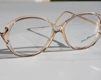 unique vintage JEAN d' ESTREES 22,5 54-16 oversized transparent with gold accent and arms eye/sunglasses frames made in France New