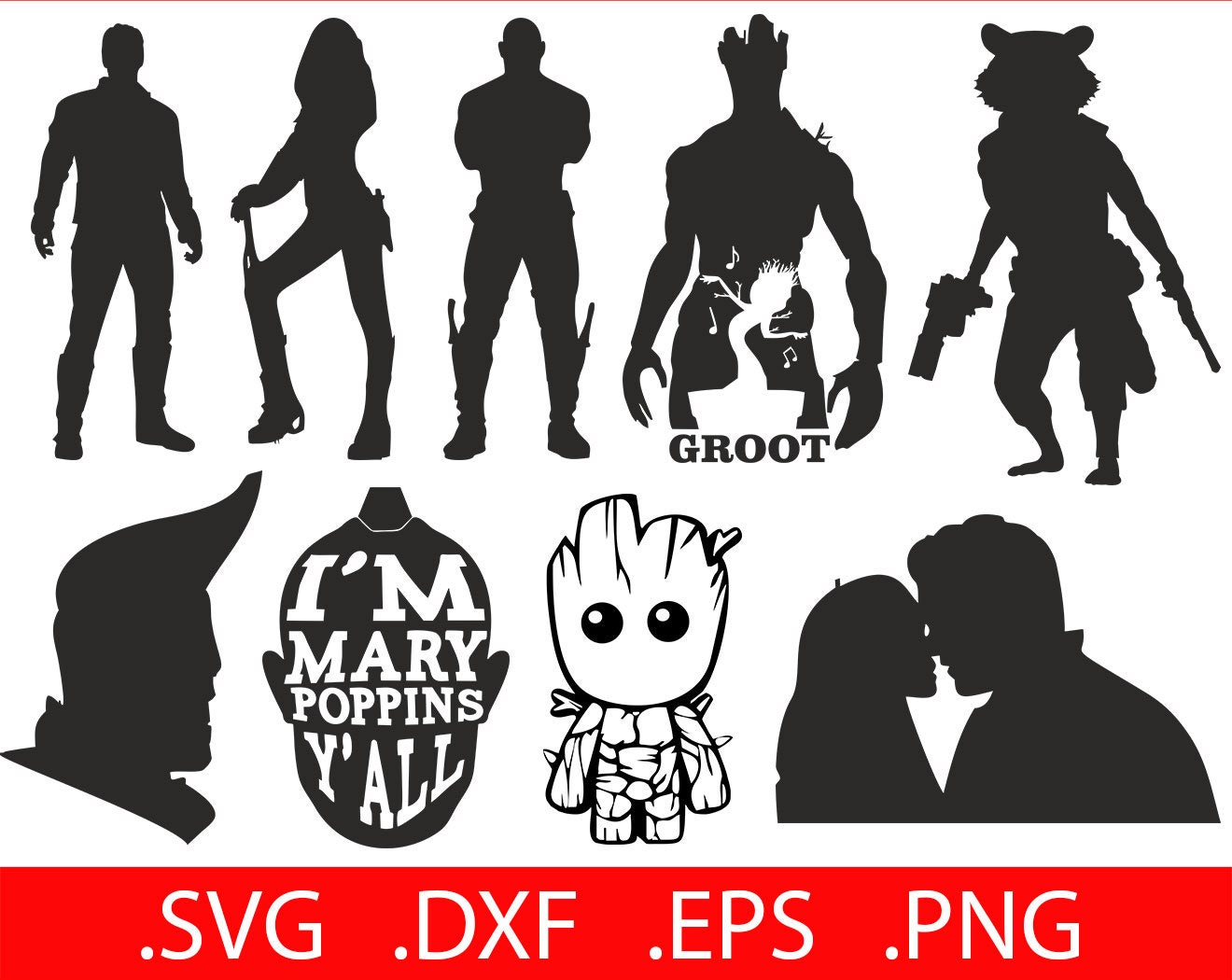 Download Guardians of the Galaxy SVG Clip Art Silhouettes Printables