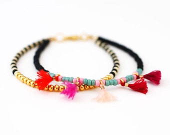 Beaded Bracelet, Beaded Friendship Bracelet, Multi Strand Bracelet, Seed Bead Bracelet, Tassel Bracelet, Best Friend Gift