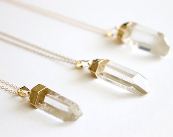 Quartz Point Necklace - 14k Gold Filled Necklace - Raw Quartz - Crystal Necklace - Clear Quartz - Healing Crystal - Raw Crystal Necklace