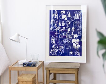LUNCH BREAK screenprint blue