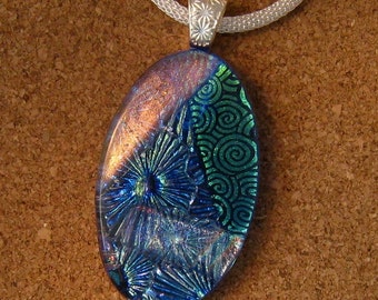 Blue Dichroic Pendant - Fused Glass Pendant - Dichroic Necklace - Dichroic Jewelry - Fused Glass Jewelry - Glass Necklace - Glass Pendant