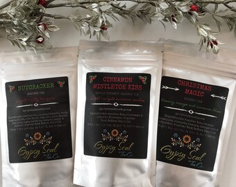 Christmas Tea Set Cinnamon Orange Marzipan Christmas Tea- Caffeine free tea- Holiday Tea Christmas Gift Tea Lover Gift