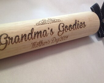 Personalized Laser Engraved Mother's Day Rolling Pin