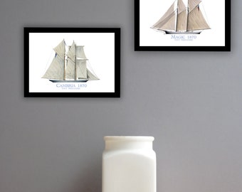 Americas Cup Yachts 1870 (prints unframed)