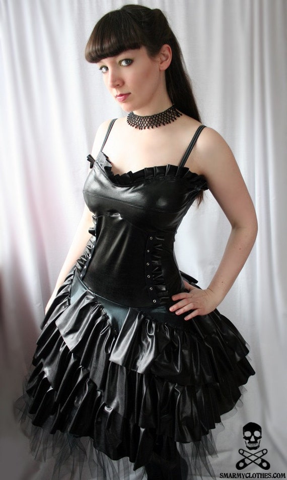 Items similar to black  metallic ruffle gown gothic dress  