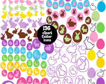 Easter Clipart, Bunny Clipart, Easter Egg Clipart, Easter Bunny Clipart, Easter Icon Clipart, Commercial use, AMB-1822