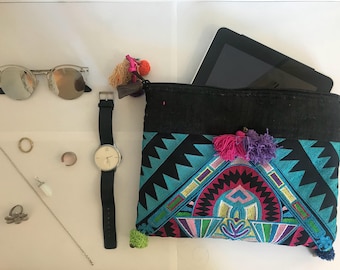 Blue Geometric Patterned iPad Case Or Clutch