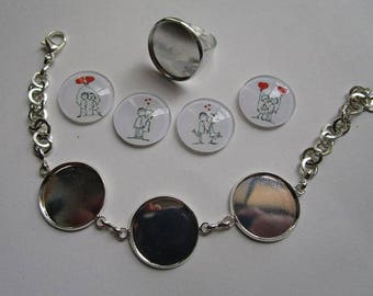 bracelet 3 creation Kit cabochons 20mm + ring 20mm