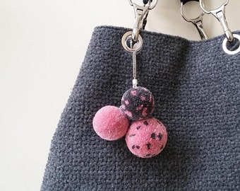 Pompom bag charm, pompom pedant, bag charm.
