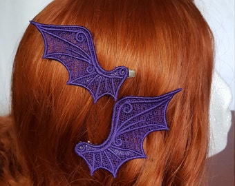 Embroidered Lace Dragon Wing Hair Clips Any Color