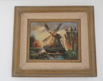 Original Late 1930's Framed Oil On Canvas Ruta Windmill Painting