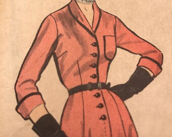 Vintage 1950's Shirtwaist Dress Pattern---Advance 5948---Size 18 Bust 36