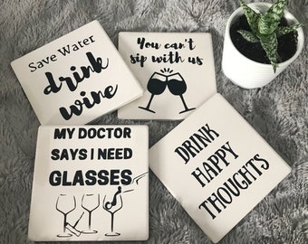 Set of 4 Coasters • Wine Not?