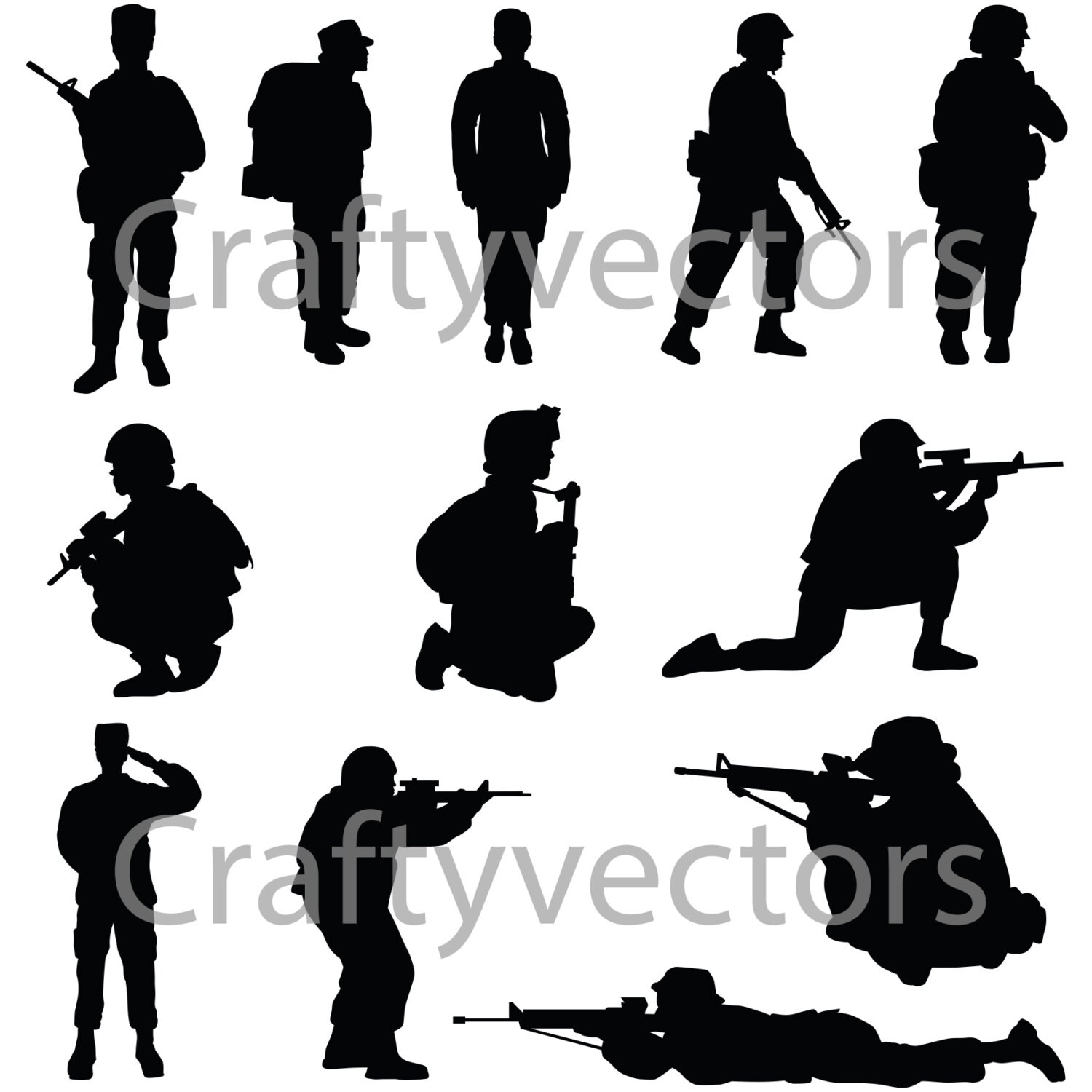 Download Soldiers Silhouettes Female Vector File SVG