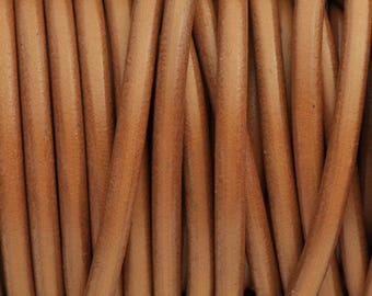Cognac 5MM Round Leather Cord - Cognac - 2ft/24"