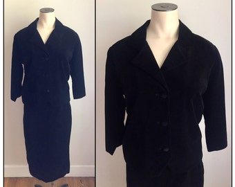 Vintage 1960s Nelly de Grab Black Velvet Velveteen Skirt Suit 2 4