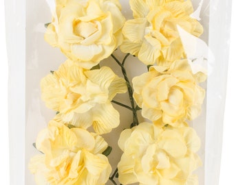 Scrapberry - Curly Yellow Paper Flowers-8Pkg