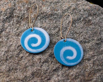 Torch fired enamel swirl earrings