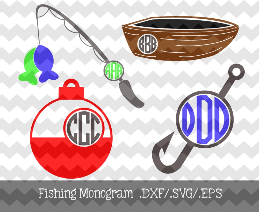 Fishing Monogram Frames .DXF/.SVG/.EPS Files for use with your