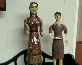 Hand Carved Wooden Folk Art Statues