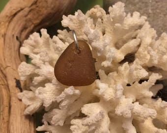 Sea glass jewelry- Brown sea glass charm
