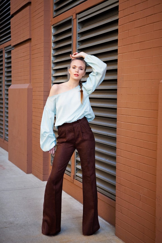 Items similar to Linen Flared Pants on Etsy