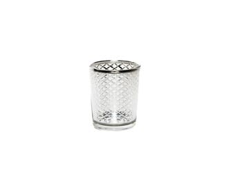 Votive silver glass tea light candle holder H0313A