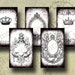 Vintage Crowns Hang Tags - Digital Collage Sheet - altered art greeting card invitations monochromatic crown black white feminine