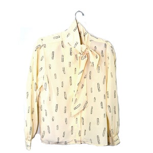 Ascot Blouse Bow Tie Blouse Pussy Bow Blouse Secretary Blouse Work Blouse Size 10