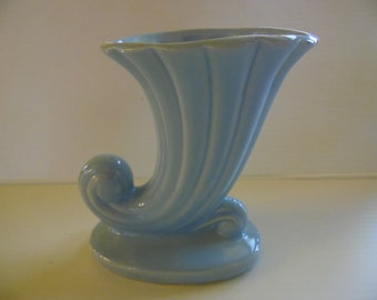 Light blue Shawnee Pottery cornucopia