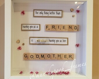 Godparent / Godmother Personalised Frame Handmade Custom Made To Order Friend Sister Godparents