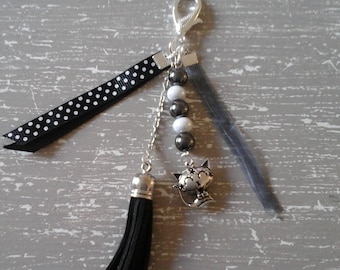 beads and black tassel bag charm