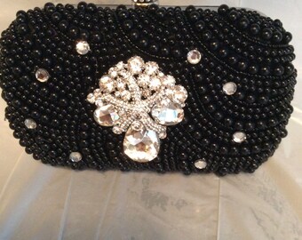 Black Pearl Clutch Bag, Evening Bags, Black Clutch Bag, Beach Theme Clutch