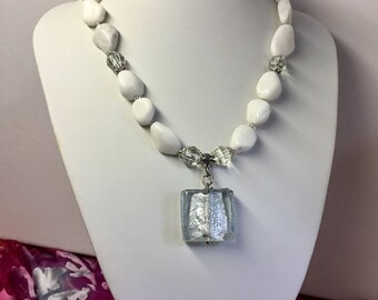 Snow Quartz Gemstone Necklace.