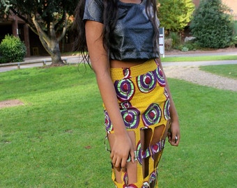 African Print Cut-out Skirt