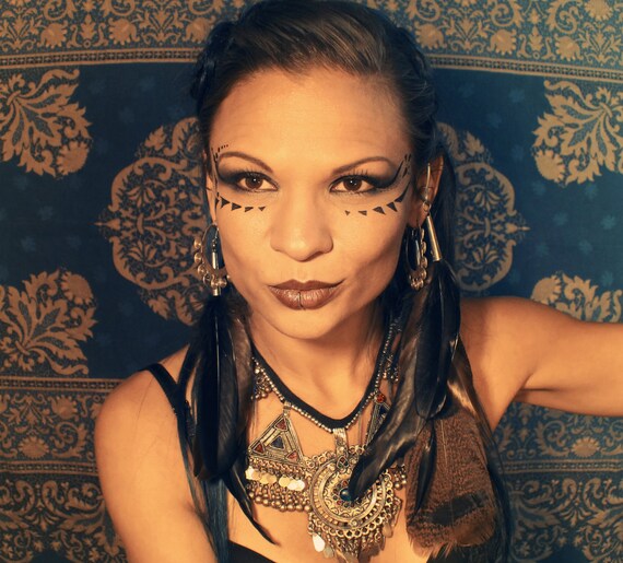 Tribal Wire Wrap Feather Ear Cuff, Wrap and Earring Set -Black, and brown with Turkey feathers Tribal Wire Wrap Feather Ear Cuff, Wrap and Earring Set -Black, and brown with Turkey feathers