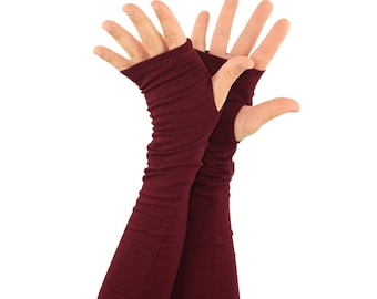 Arm Warmers in Merlot - Burgundy Wine Maroon - Fingerless Gloves - Sleeves